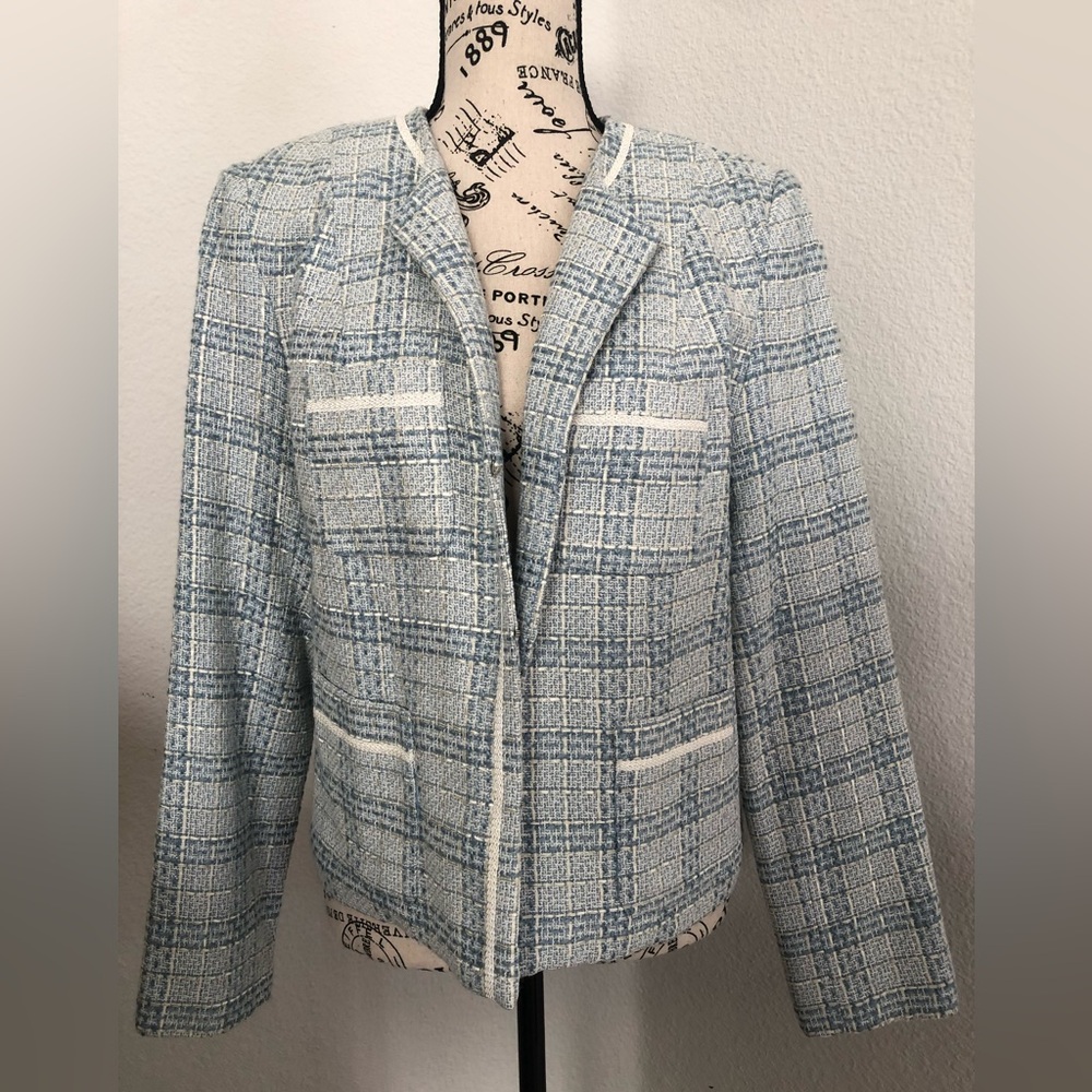 Jaclyn Smith Women's Blue Tweed Jacket 12